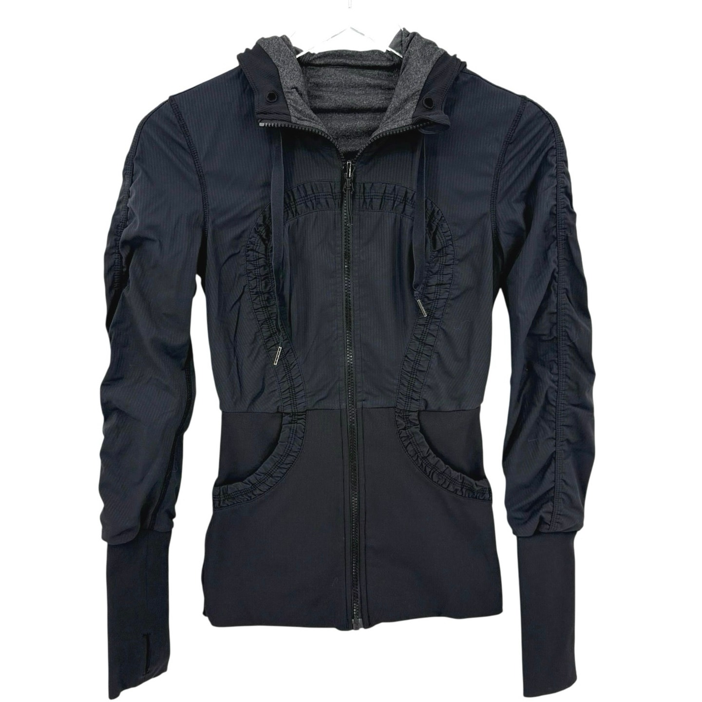 Lululemon Dance Studio Jacket Size 4 Reversible Black Grey